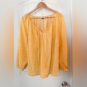 Universal Thread Yellow Patterned Blouse Size XXL